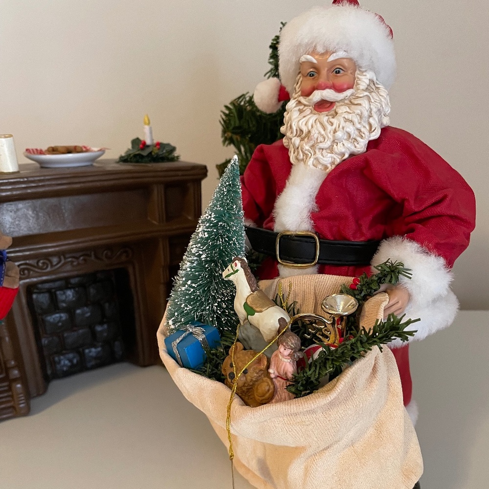 Possible Dreams Santa and Fireplace and Tree
